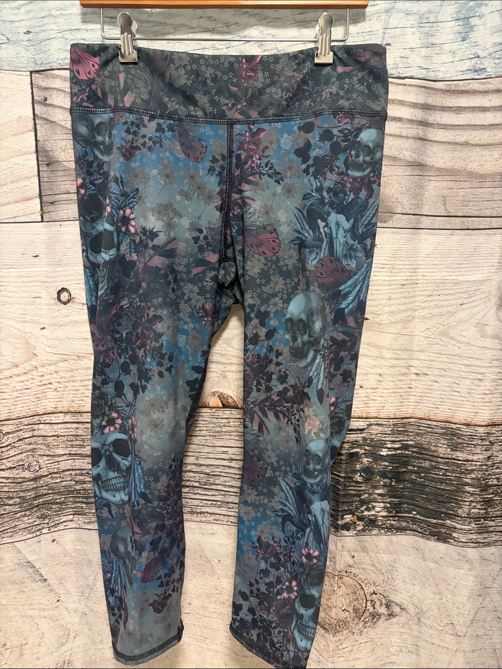 Evolution and Creation Kids Floral Skull Leggings - Blue, Gray, Pink